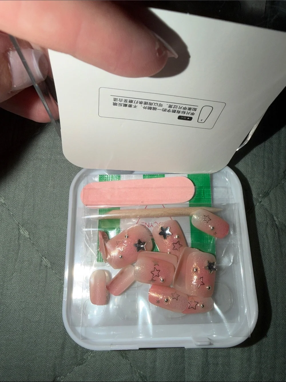 Assorted Press-On False Nails - Pink, Nude, Green, Red (Set of Multiple Designs)